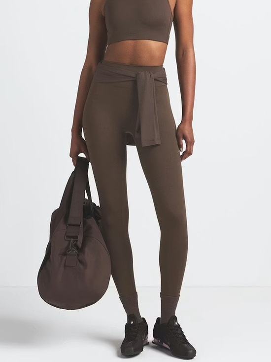 SKIMS Pants - SKIMS Brown High-Waist Leggings with Waist Tie NWOT